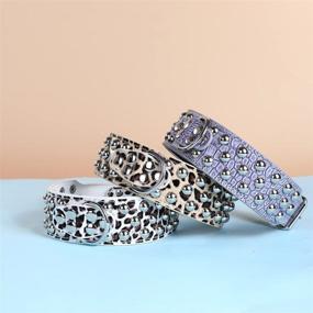 img 1 attached to 🐶 Stylish Studded Leather Dog Collars by Rachel Pet Products: 3 Rows of Silver Rivets for Medium/Large Dogs in Various Colors