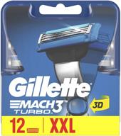 gilette mach3 turbo razor with 12 blades - ultimate grooming for men logo