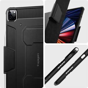 img 3 attached to 📱 Spigen Rugged Armor Pro Case for iPad Pro 12.9 inch (2021 5th Gen) with Pencil Holder - Black