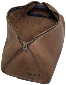 img 1 attached to Premium Handmade Soft Leather Travel Dopp Kit for Toiletries by Hide & Drink :: Bourbon Brown