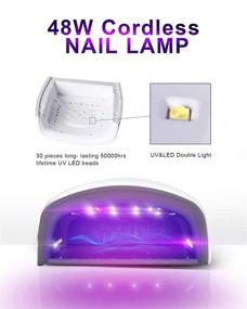 img 3 attached to 💅 Быстросохнущая аккумуляторная UV LED лампа для ногтей от DORAGYM - 48W профессиональный настольный светильник - беспроводной гель-сушилка для ногтей - портативная лампа с автоматическим датчиком для ногтей рук и ногтей на ногах (белая)