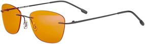 img 3 attached to 👓 Rimless Glasses for Fluorescent Glare, Sleep, Migraine Light Sensitivity - Ultra Slim Anti-UV 99% Blue Light Blocking (Amber)