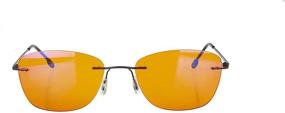 img 2 attached to 👓 Rimless Glasses for Fluorescent Glare, Sleep, Migraine Light Sensitivity - Ultra Slim Anti-UV 99% Blue Light Blocking (Amber)