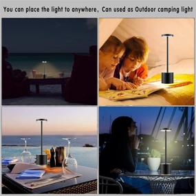 img 1 attached to 💡 Black Rechargeable Cordless Table Lamp - Outdoor Portable Battery Operated Desk Lamps with 6000mAh and 2-Levels Brightness. Perfect Small Night Light for Restaurant, Kids Room, Living Room, Camping, and Home Use.