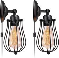 🏮 vintage style plug-in wall sconces set of 2 - licperron e26 base wall lights for bedroom, garage, porch, hallway логотип