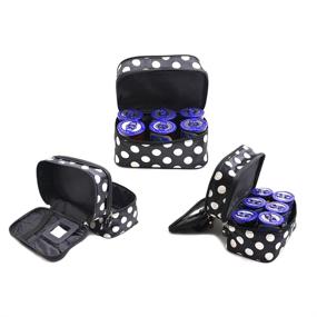 img 1 attached to WENETTION Black Double Layer Cosmetic Bag with White Polka Dot Pattern - Travel Toiletry Makeup Organizer Bag with Mirror