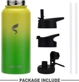 img 1 attached to SIMPLE DRINK Stainless Steel Insulated Water Bottle - Leak Proof, Wide Mouth, Ideal for Sport and Travel - 1 or 3 Lids Included (18oz, 32oz)