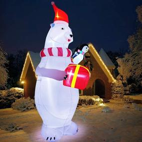 img 1 attached to 🐻 TURNMEON 8 Feet Christmas Inflatables: Santa, Polar Bear, Penguin Decoration with LED Lights - Perfect for Holiday Yard Decor & Outdoor Party, Home & Garden