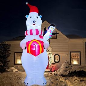 img 2 attached to 🐻 TURNMEON 8 Feet Christmas Inflatables: Santa, Polar Bear, Penguin Decoration with LED Lights - Perfect for Holiday Yard Decor & Outdoor Party, Home & Garden