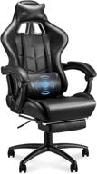 🪑 large size gaming chair for big and tall person up to 400lbs with footrest - soontrans black computer chair, high back video game chair with headrest, massage lumbar pillow (black) логотип