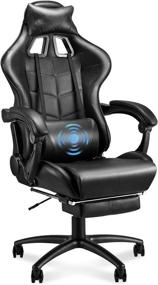 img 4 attached to 🪑 Large Size Gaming Chair for Big and Tall Person up to 400lbs with Footrest - Soontrans Black Computer Chair, High Back Video Game Chair with Headrest, Massage Lumbar Pillow (Black)