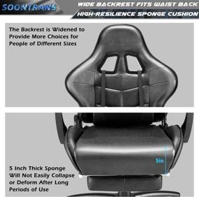 img 1 attached to 🪑 Large Size Gaming Chair for Big and Tall Person up to 400lbs with Footrest - Soontrans Black Computer Chair, High Back Video Game Chair with Headrest, Massage Lumbar Pillow (Black)