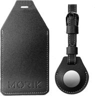 🧳 morik secret airtag leather luggage tag: secure your travels with detachable holder and secret airtag pocket logo