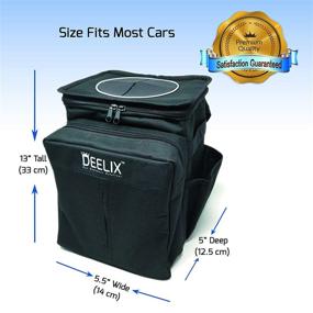 img 2 attached to DEELIX Car Trash Bin: Sturdy Zipper Lid, Premium Material, Leak Proof. Convenient Storage Pockets & Tissue Box Pocket. Includes Air Freshener & Disposable Bags.