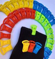 efficient 36 laundry sock clips: ideal for washing machine, dryer, sorting, and drawer storage. small clothesline hook included. 4 vibrant colours. steel-free sock locks for easy pairing. logo