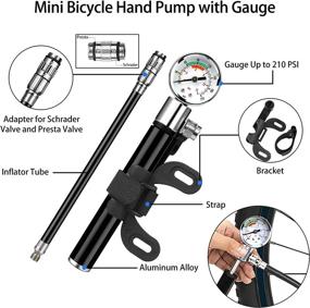 img 3 attached to 🚲 Ultimate Bike Tire Repair Kit: Mini Gauge Hand Pump, 210PSI Bicycle Air Pump, 16-in-1 Multi-Fix Tools - Ideal for Outdoor Cycling and Emergencies