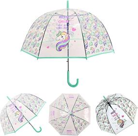 img 3 attached to 🌈 MingYuHui Transparent Romantic Stick Umbrella with Unicorn Print - Ideal for Rainy Days