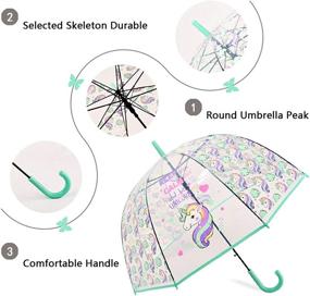 img 1 attached to 🌈 MingYuHui Transparent Romantic Stick Umbrella with Unicorn Print - Ideal for Rainy Days