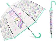 🌈 mingyuhui transparent romantic stick umbrella with unicorn print - ideal for rainy days логотип