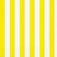 🟨 16-count neon yellow striped party napkins, 6.5”x 6.5” - enhanced seo logo