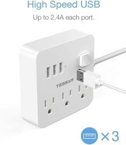 img 2 attached to 💡 Convenient White Power Strip with USB Ports and Outlets: Ideal Desktop Charging Station for Dorms, Cruise Ships, and More