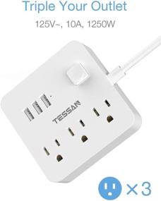 img 3 attached to 💡 Convenient White Power Strip with USB Ports and Outlets: Ideal Desktop Charging Station for Dorms, Cruise Ships, and More