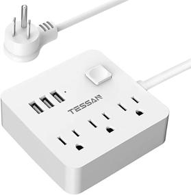 img 4 attached to 💡 Convenient White Power Strip with USB Ports and Outlets: Ideal Desktop Charging Station for Dorms, Cruise Ships, and More