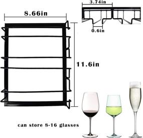 img 3 attached to Under Cabinet Wine Glass Rack: 3-Row Stemware Hanging Organizer for Kitchen Bar Cabinet (SINGLE)