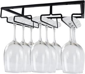 img 4 attached to Under Cabinet Wine Glass Rack: 3-Row Stemware Hanging Organizer for Kitchen Bar Cabinet (SINGLE)