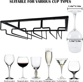 img 2 attached to Under Cabinet Wine Glass Rack: 3-Row Stemware Hanging Organizer for Kitchen Bar Cabinet (SINGLE)