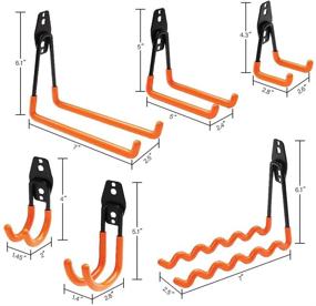 img 3 attached to 🔧 Heavy Duty Garage Hooks - Pack of 12 Steel Wall Mount Utility Hooks with Anti-Slip Coating for Power Tools, Ladders, Bikes, and Garden Yard Tools - Efficient Organizer for Garage Storage