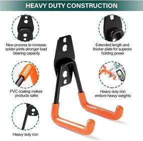 img 2 attached to 🔧 Heavy Duty Garage Hooks - Pack of 12 Steel Wall Mount Utility Hooks with Anti-Slip Coating for Power Tools, Ladders, Bikes, and Garden Yard Tools - Efficient Organizer for Garage Storage