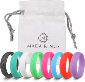 img 4 attached to 💍 Mada Rings Women's Silicone Wedding Rings for Active Lifestyles - Stylish Bands for Athletic, Outdoor, & Busy Women