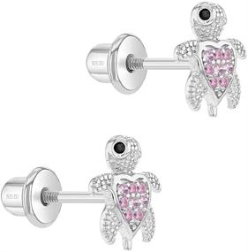 img 3 attached to Adorable 925 Sterling Silver Sea Turtle Earrings for Girls - Screw Back Studs for Toddlers, Children & Teens - Sparkling Cubic Zirconia Accents - Perfect Sea Animal Themed Jewelry for Kids