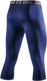 img 3 attached to 🩳 Saraca Core Men's Compression 3/4 Capri Pants - Running, Cycling, Workout Shorts, Yoga Leggings