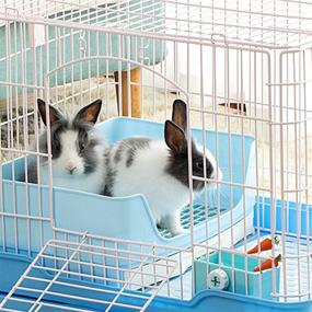 img 3 attached to 🐇 Large Rabbit Litter Box Trainer by Hamiledyi - Corner Pet Litter Pan with Drawer for Bigger Rabbits, Guinea Pigs, Chinchillas, Ferrets, Hedgehogs, and Small Animals - Bunny Cage Mat Toilet Box for Adults