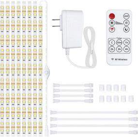 img 4 attached to 💡 LAFULIT 8 PCS Under Cabinet LED Lighting Kit with RF Remote & Power Adapter - Stick on Lights, Flexible Strip Lights for Kitchen Cabinet Shelf Desk Counter Corner - 4000K Natural White, 13ft Length with 2400lm Brightness