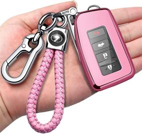 img 4 attached to TPU Key Fob Cover with Keychain for Lexus RX ES GS LS NX RS GX LX RC LC - 360 Degree Protection, Soft Pink Key Shell Case for Lexus Smart Key