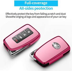 img 2 attached to TPU Key Fob Cover with Keychain for Lexus RX ES GS LS NX RS GX LX RC LC - 360 Degree Protection, Soft Pink Key Shell Case for Lexus Smart Key