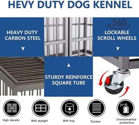 img 2 attached to 🐶 High-Quality Heavy Duty Dog Crate: Robust Metal Pet Kennel Playpen with Lockable Wheels | Large Dog Cage Constructed of Steel featuring Escape-Proof Locks | Ideal for Indoor and Outdoor Use