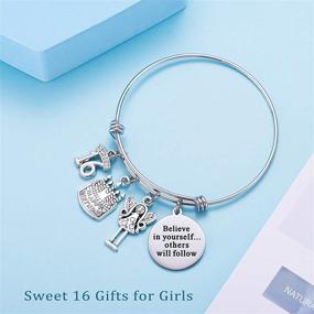 img 2 attached to 🎁 LParkin Sweet 16 Stainless Steel Expandable Bangle: Perfect Gift for Girls on their 16th Birthday!