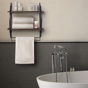 img 2 attached to 🛁 Y&ME 2 Tier Wall Mounted Bathroom Shelf: Stylish Wood Storage with Towel Racks for Bathroom and Kitchen