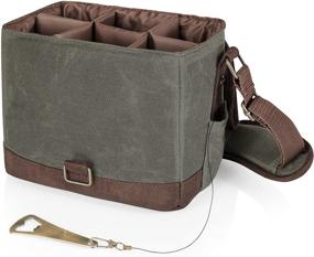 img 1 attached to 6-Bottle Beer Caddy with Built-in Opener - 🍻 Khaki Green/Brown by LEGACY - a Picnic Time Brand