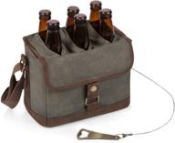 6-bottle beer caddy with built-in opener - 🍻 khaki green/brown by legacy - a picnic time brand logo