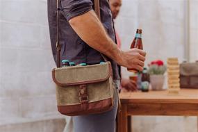img 3 attached to 6-Bottle Beer Caddy with Built-in Opener - 🍻 Khaki Green/Brown by LEGACY - a Picnic Time Brand