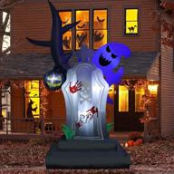 👻 spooky halloween inflatable decor: zalalova 6ft tombstone & ghost tree with led lights for indoor and outdoor halloween party decorations logo