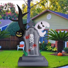 img 2 attached to 👻 Spooky Halloween Inflatable Decor: ZALALOVA 6Ft Tombstone & Ghost Tree with LED Lights for Indoor and Outdoor Halloween Party Decorations