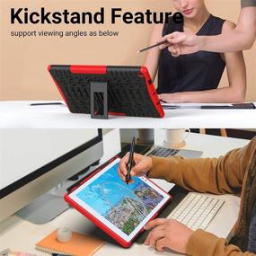 img 2 attached to 🔴 ROISKIN Fit TabletFlRE 10 Case 10.1 inch 9th/7th Gen 2019/2017 Release - Protective Red Cover with Kickstand