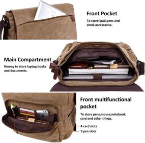 img 1 attached to 🎒 Unisex Canvas Messenger Bag with 15.6 Inch Laptop Compartment, Shoulder Satchel for Travel, Business, and Briefcase Use