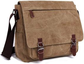 img 3 attached to 🎒 Unisex Canvas Messenger Bag with 15.6 Inch Laptop Compartment, Shoulder Satchel for Travel, Business, and Briefcase Use